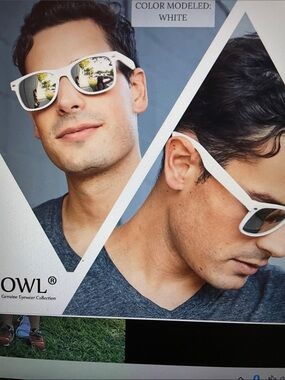 Owl White Classic 80’s Dark Lens sunglasses